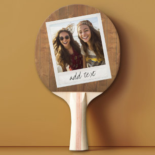 Rustic Wood med Square Photo Ram Pingisracket