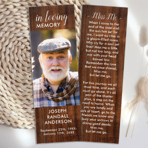 Rustic Wood Memorial Prayer Card Funeral Bookmark Litet Visitkort