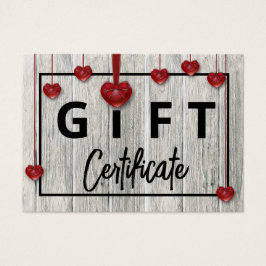 Rustic Wood Modern Valentines day Hearts-presentko Visitkort
