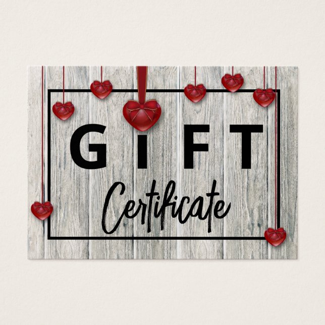 Rustic Wood Modern Valentines day Hearts-presentko Visitkort (Framsidan)