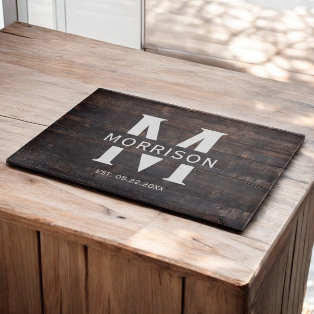 Rustic Wood Monogram Family Namn Vintage (Skapare uppladdad)