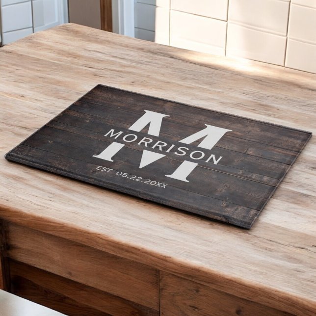 Rustic Wood Monogram Family Namn Vintage (Skapare uppladdad)