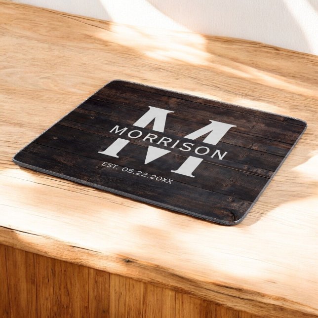 Rustic Wood Monogram Family Namn Vintage (Skapare uppladdad)