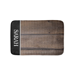 Rustic Wood Monogram Farmhouse Barn Distress Badrumsmatta