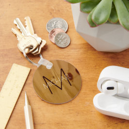 Rustic Wood Monogram Nyckelring