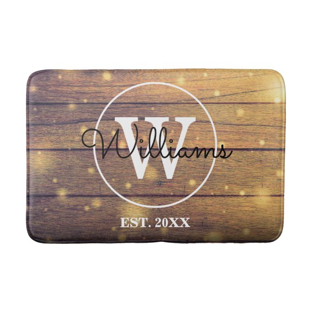 Rustic Wood Monogram-skript Badrumsmatta (Framsidan)