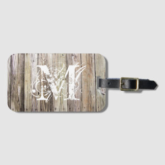 Rustic Wood Monogrammed Bagagebricka