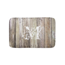 Rustic Wood Monogrammed Bath Mat Badrumsmatta