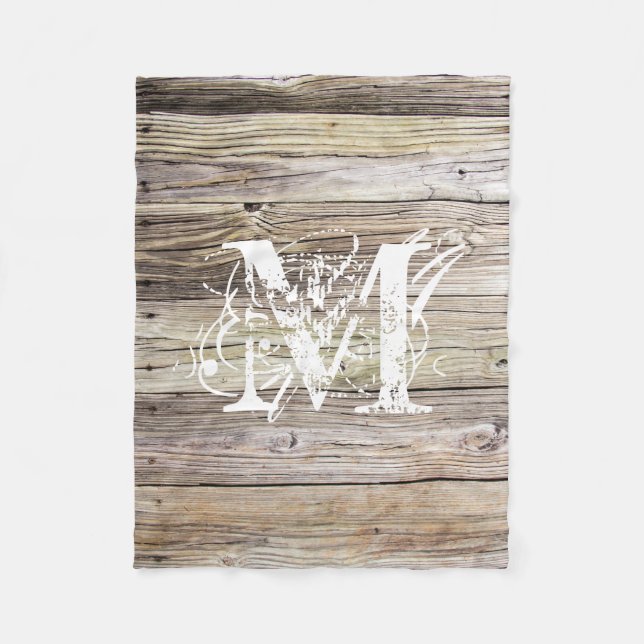 Rustic Wood Monogrammed Fleecefilt (Framsidan)