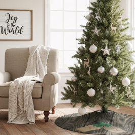 Rustic Wood Monogrammed Julgran Skirt Julgransmatta Borstad Polyester