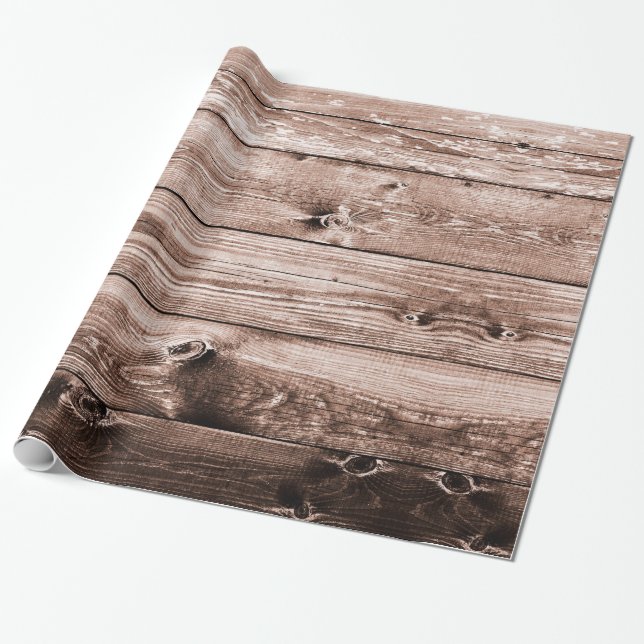 Rustic Wood Mönster Presentpapper (Utrullad)