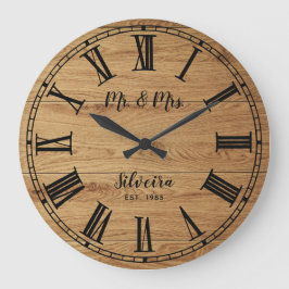 Rustic Wood Mr. Farmhouse Custom Name Wooden Stor Klocka