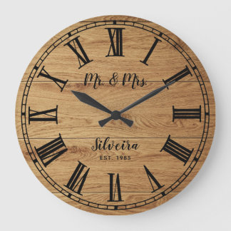 Rustic Wood Mr. Farmhouse Custom Name Wooden Stor Klocka