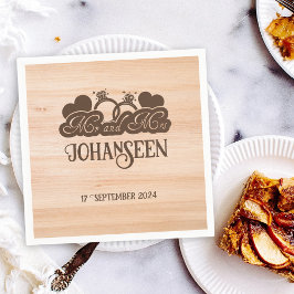 Rustic Wood Mr. och Mrs. Elegant Farmhouse Bröllop Pappersservett