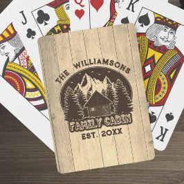 Rustic Wood Nature Family Cabin Brown Namn Reunion Casinokort