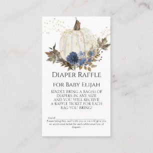 Rustic Wood Navy Dusty Blue Blommigt Diaper Raffle Visitkort