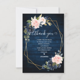 Rustic Wood Navy Geometric Möhippa Tack Kort