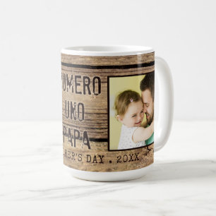 Rustic Wood NUMERO UNO PAPPA Photo Fars dag Kaffemugg