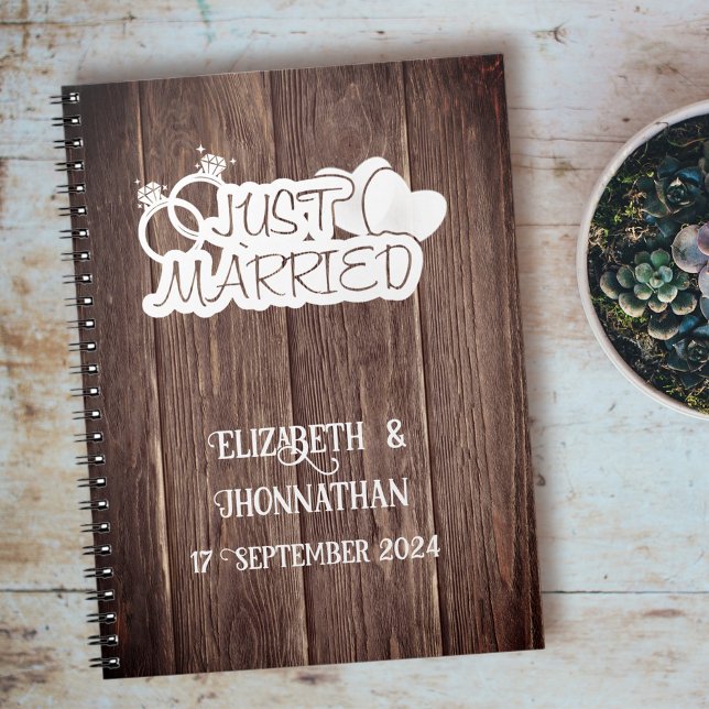 Rustic Wood Ny gifta Elegant bröllop Planner Anteckningsbok (Skapare uppladdad)