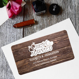 Rustic Wood Ny gifta White Typography Bröllop Adressetikett