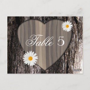 Rustic Wood och Daisyn Bröllop Bordsnummer