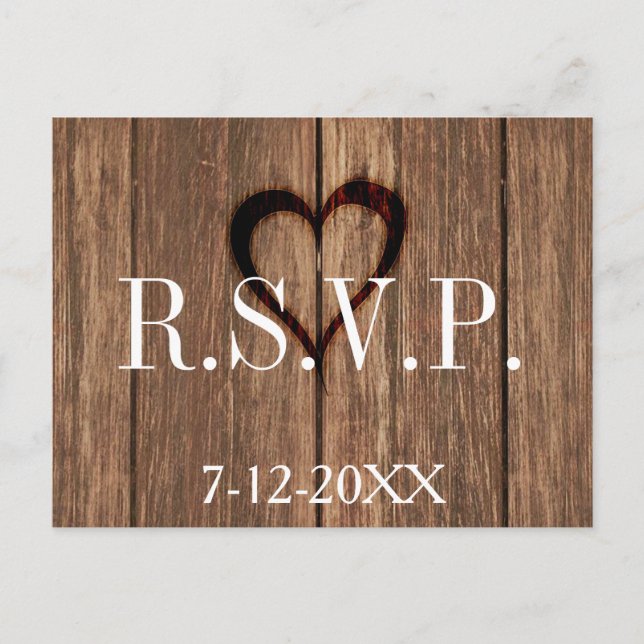 Rustic Wood och Engraved Heart OSA kort (Framsida)