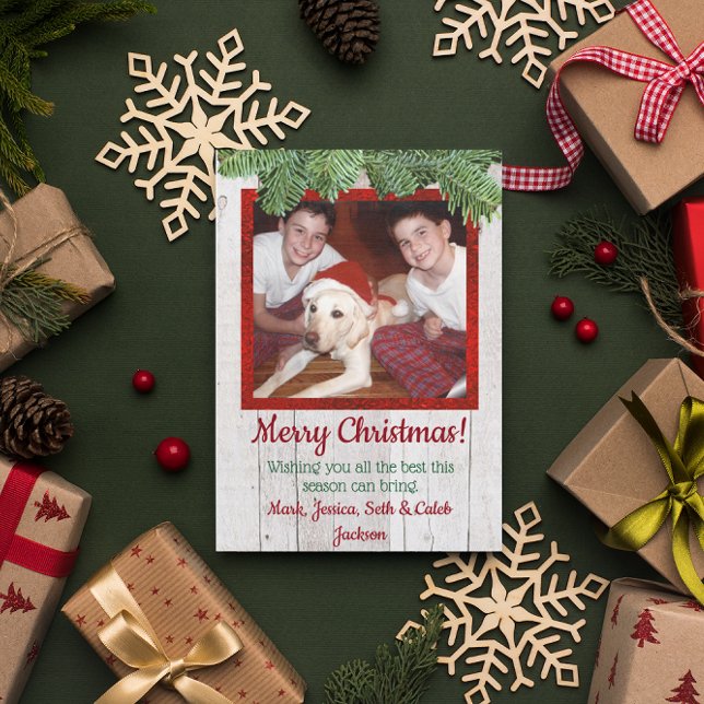 Rustic Wood och Gräs-jullkort Inbjudningar (Skapare uppladdad)