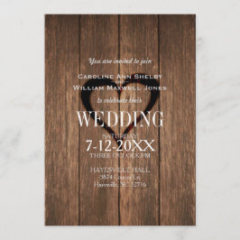 Rustic Wood och graved Heart Wedding bjudande Inbjudningar