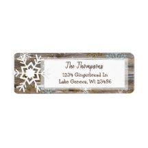 Rustic Wood och julen Snöflingor Adress