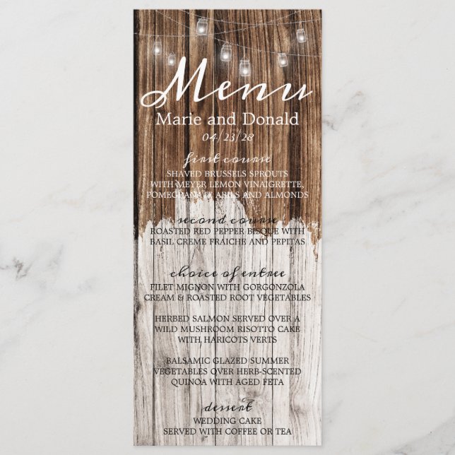 Rustic Wood och Lanternor Meny (Framsida)