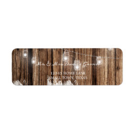 Rustic Wood och Lanternor Returadress Etikett
