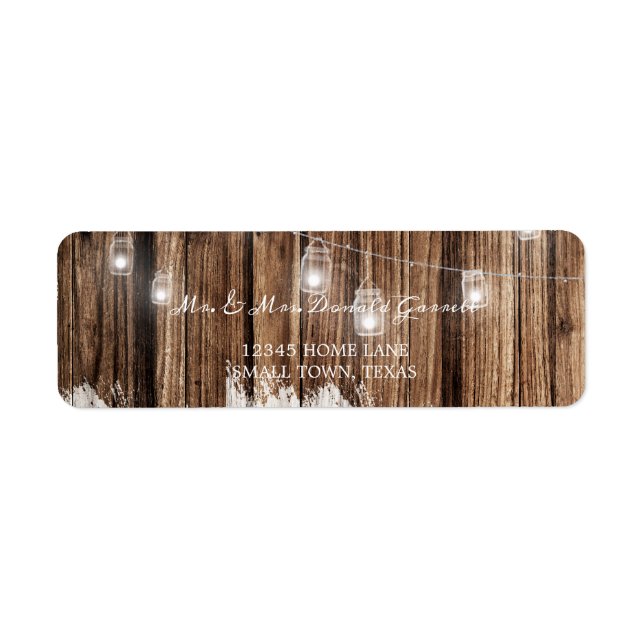 Rustic Wood och Lanternor Returadress Etikett (Framsidan)