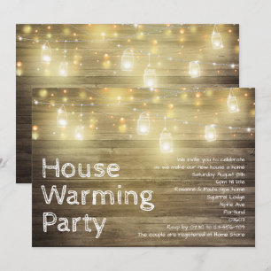 Rustic Wood och Ljus Garden party House Warming Inbjudningar