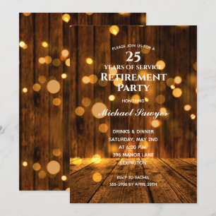 Rustic Wood och Ljus Pension Party Inbjudningar