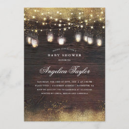 Rustic Wood och Mason Burk Ljus Baby Shower Inbjudningar