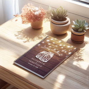 Rustic Wood och Mason Burk Ljus Bröllop Guestbook Anteckningsbok