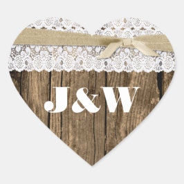 Rustic Wood och Snöre Bröllop Kuvert Seal Hjärtformat Klistermärke