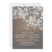 Rustic Wood och Snöre Guld Confetti Elegant bröllo