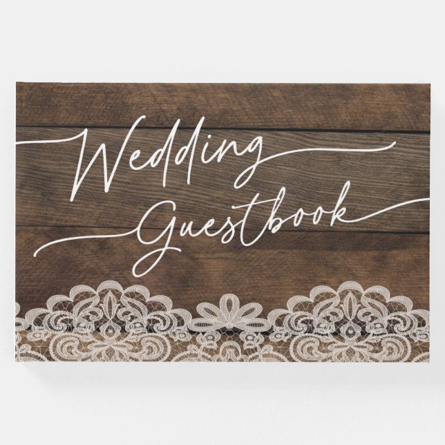 Rustic Wood och Snöre Landsbyggsbröllop Guestbook Gästböcker (Framsida)