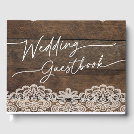 Rustic Wood och Snöre Landsbyggsbröllop Guestbook Gästböcker