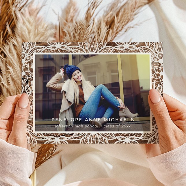 Rustic Wood och Snöre Photo Studenten annonsering Meddelande (Skapare uppladdad)