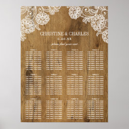 Rustic Wood och Snöre | Sätesdiagram för Bröllop Poster