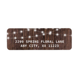 Rustic Wood och string ljus bröllop Returadress Etikett