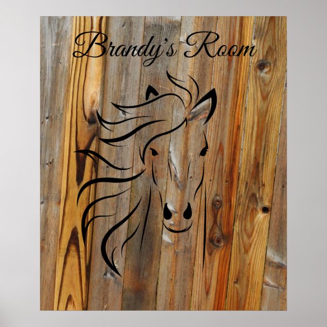 Rustic Wood och Vild Horse Poster (Framsidan)