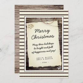 Rustic Wood Old Papper Script God jul Julkort