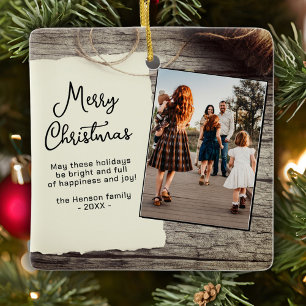 Rustic Wood Old Papprare God jul Familly Julgransprydnad Keramik