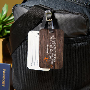Rustic Wood - Orange Airplan med Bible Verse Bagagebricka
