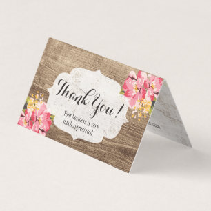 Rustic Wood & Painting Rosa Hibiscus Tack Kort