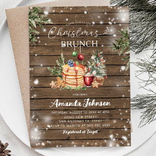 Rustic Wood Pancake Julfest jul Brunch Inbjudningar