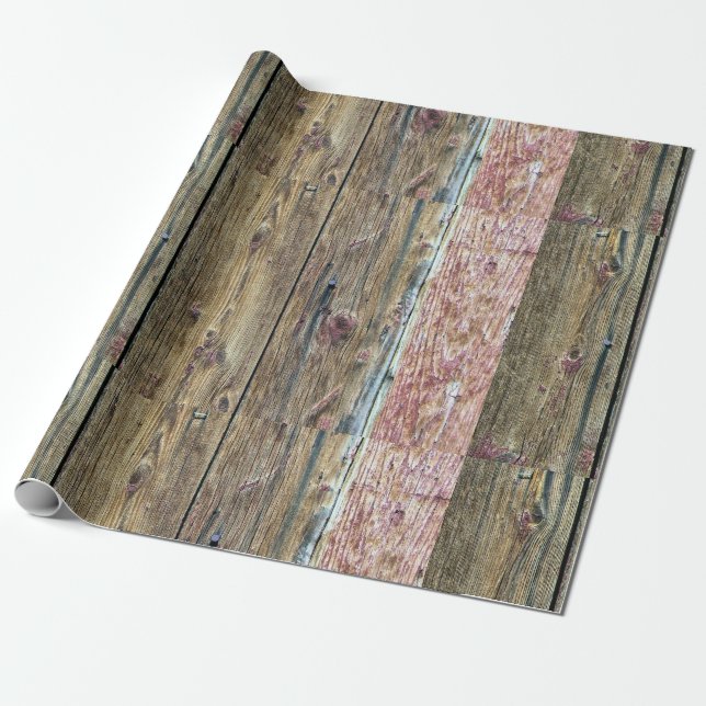 Rustic Wood Panels Presentpapper (Utrullad)